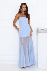 Dewkissed Bloom Strapless Maxi Dress Blue
