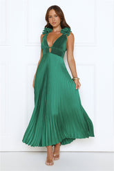 Honeyed Luxe Satin Maxi Dress Green