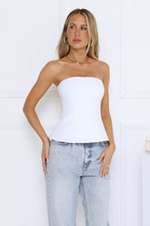 Daily Luxe Strapless Top White
