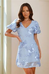 Utopia Blooming Mesh Mini Dress Blue