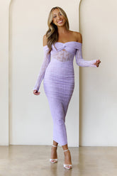 Raegan Mesh Midi Dress Lilac