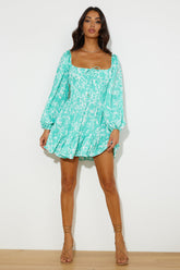 Long Beach Walks Mini Dress Mint