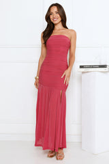 Cocktail Queen Strapless Maxi Dress Pink