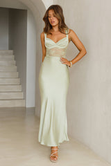 Permission To Party Satin Maxi Dress Sage