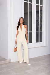 Linear Mood High Rise Straight Leg Tailored Pants Lemon