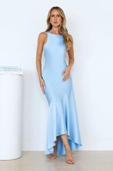 Bespoke Beauty Satin Maxi Dress Blue