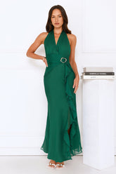 Follow The Stars Halter Maxi Dress Green