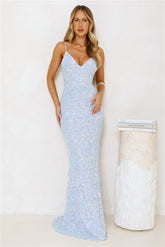 Radiant Sparkle Sequin Maxi Dress Blue