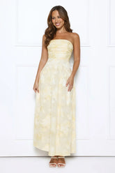 Gorgeous Temptation Strapless Maxi Dress Yellow