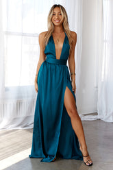 DEAR EMILIA Under My Spell Maxi Dress Peacock