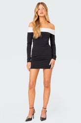 Yolanda Contrast Fold Over Mini Dress