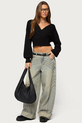 Cuffed Low Rise Baggy Jeans