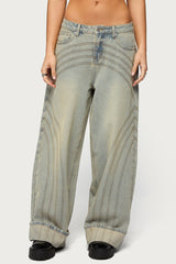 Cuffed Low Rise Baggy Jeans