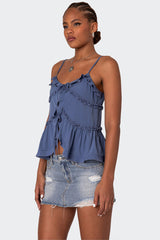 Juniper Tie Front Ruffled Top