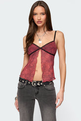 Printed Mesh Split Front Top