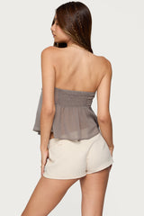 Lenie Strapless Chiffon Babydoll Top