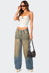 Muddy Washed Low Rise Baggy Jeans