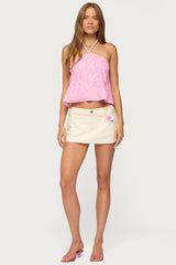 Ayva Embroidered Floral Bead Halter Top