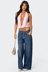 Contrast Stitch Low Rise Baggy Jeans
