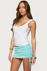 Zelena Faux Crystal Ribbed Tank Top