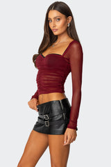 Tristina Ruched Mesh Bra Top