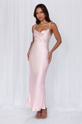 HELLO MOLLY The Penelope Cowl Satin Maxi Dress Pink
