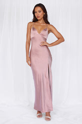 HELLO MOLLY The Sophia Satin Maxi Dress Dusty Pink