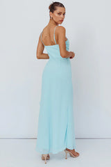 Jayna Ruffle Trim Split Dress Mint