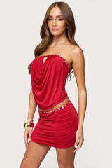 Giana Iridescent Strapless Cowl Neck Top
