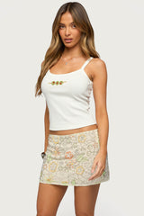 Martini Girl Bead Ribbed Tank Top