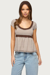 Sady Constrast Striped Babydoll Top