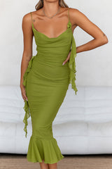 You're You Mesh Midi Dress Olive