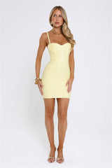 Iconic Edge Bandage Mini Dress Yellow