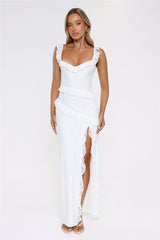 Golden Dusk Lace Maxi Dress White