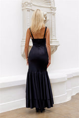 Twilight Luxe Satin Maxi Dress Black