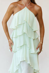 Santorini Breeze Halter Maxi Dress Lime