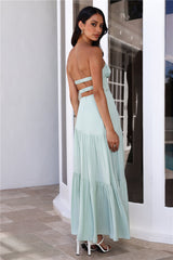 Iced Drinks Beachside Strapless Maxi Dress Sage