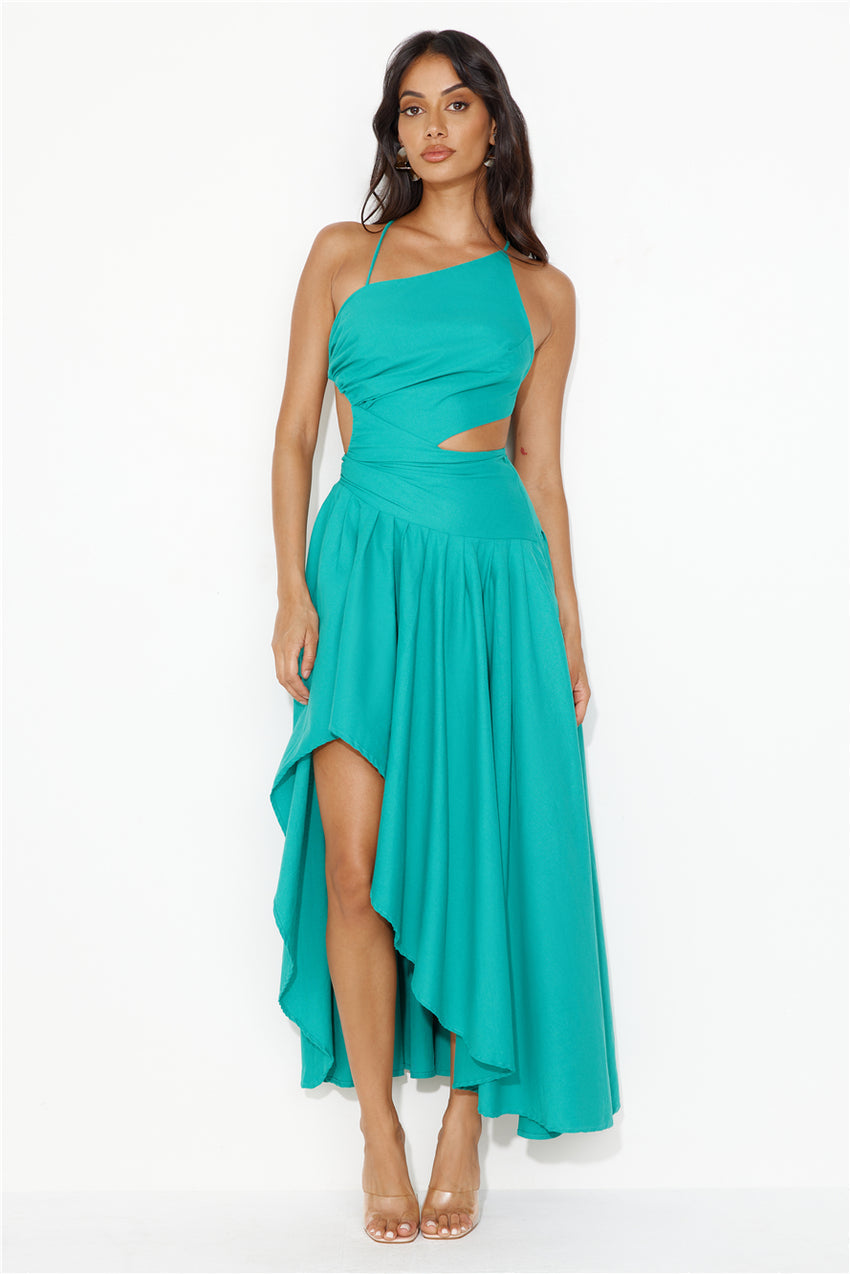 Frolicking Fields Midi Dress Green