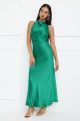 Eden Satin Maxi Dress Green