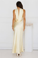 Precious Pearl Satin Maxi Dress Yellow