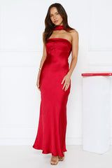 Precious Pearl Satin Maxi Dress Maroon