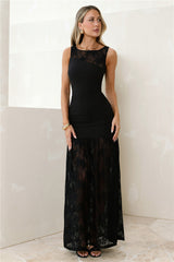 Moon Veil Lace Maxi Dress Black