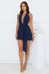 Type Of Style Halter Mini Dress Navy