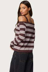 Shyla Off Shoulder Striped Knit Top