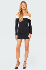 Yolanda Contrast Fold Over Mini Dress