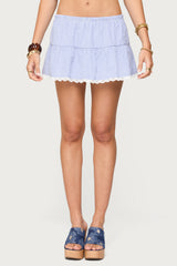 Dora Striped Linen Look Mini Skirt