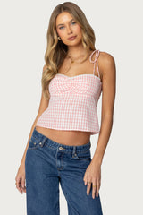 Billie Open Tie Back Gingham Top