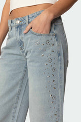 Everly Studded Low Rise Baggy Jeans