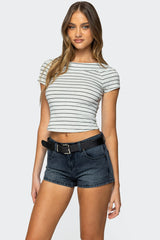 Lihi Striped Boat Neck Top