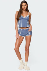 Eliane Contrast Lacey Tank Top